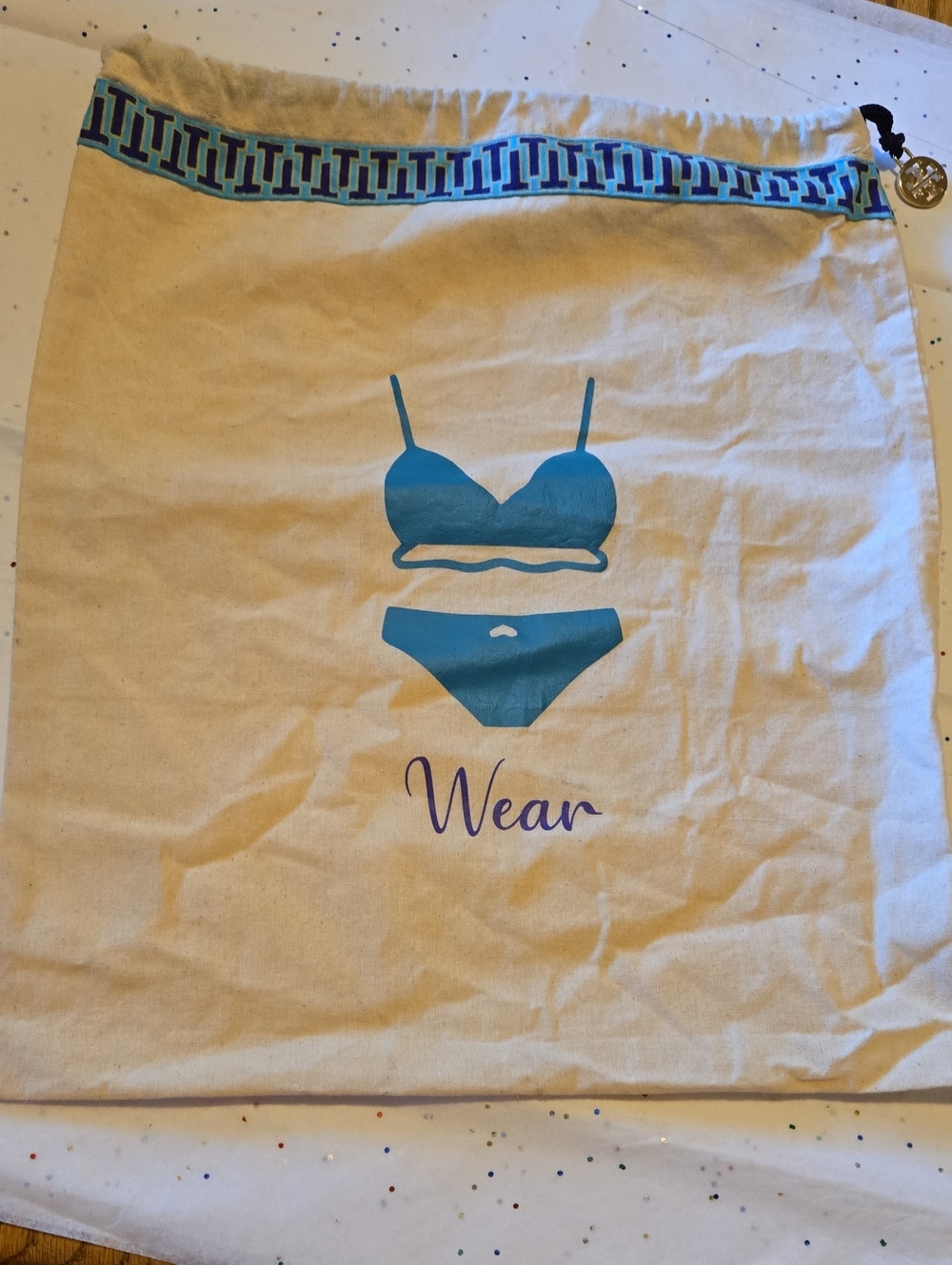 Women's Blue Bikini Print Swim Tote Set of 2
